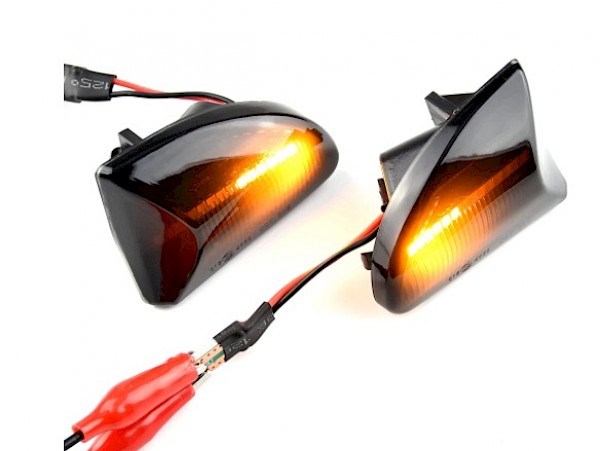 Smart Fortwo Black Smoke LED Indicators Side Flashers Repeaters - Pair Front Wing - Fortwo 07 - 2014
