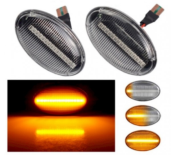Smart Car Clear LED Indicators Side Flashers Repeaters Front Wing - Fortwo 1999 - 2007