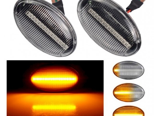 Smart Roadster Clear LED Indicators Side Flashers Repeaters Front Wing