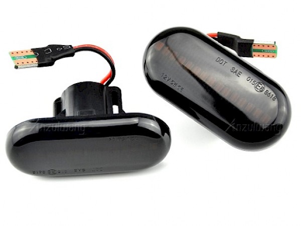 Smart Fortwo Black Smoke or Clear Flowing LED Indicators Side Flashers Repeater - Pair Front Wing - Fortwo 2015 ON