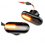 Smart Fortwo Black Smoke or Clear Flowing LED Indicators Side Flashers Repeater - Pair Front Wing - Fortwo 2015 ON