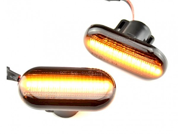 Smart Fortwo Black Smoke or Clear Flowing LED Indicators Side Flashers Repeater - Pair Front Wing - Fortwo 2015 ON