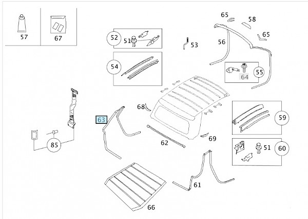 Smart Fortwo Cabrio Door Seal LH - Fortwo cabrio 2002 - 2007