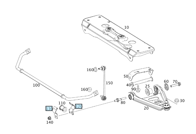 Smart Fortwo Front Anti Roll Bar Bush Bracket Clamp - Fortwo 07 - 2014